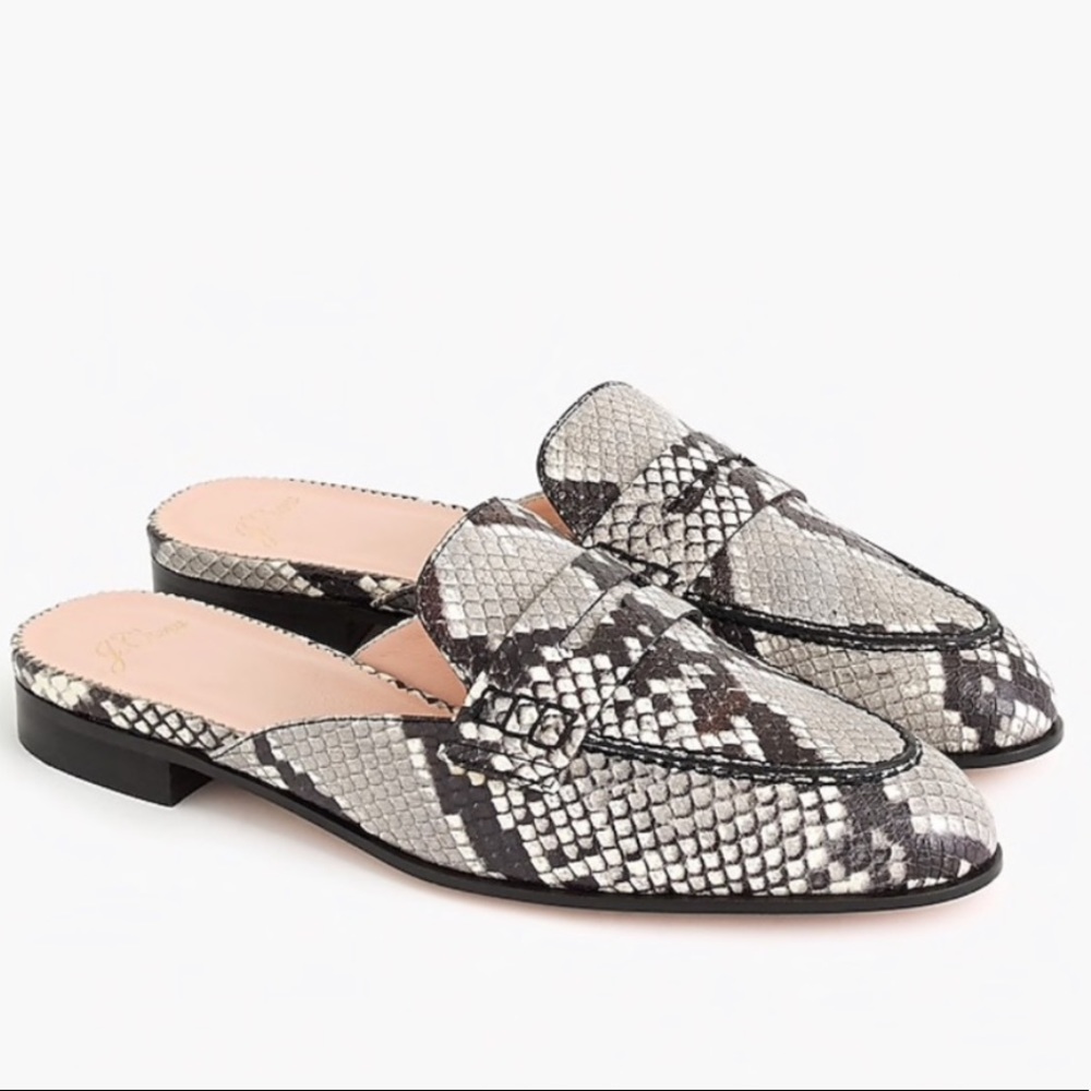 Jcrew Academy Penny Loafer Mule Size 8 Snakeskin